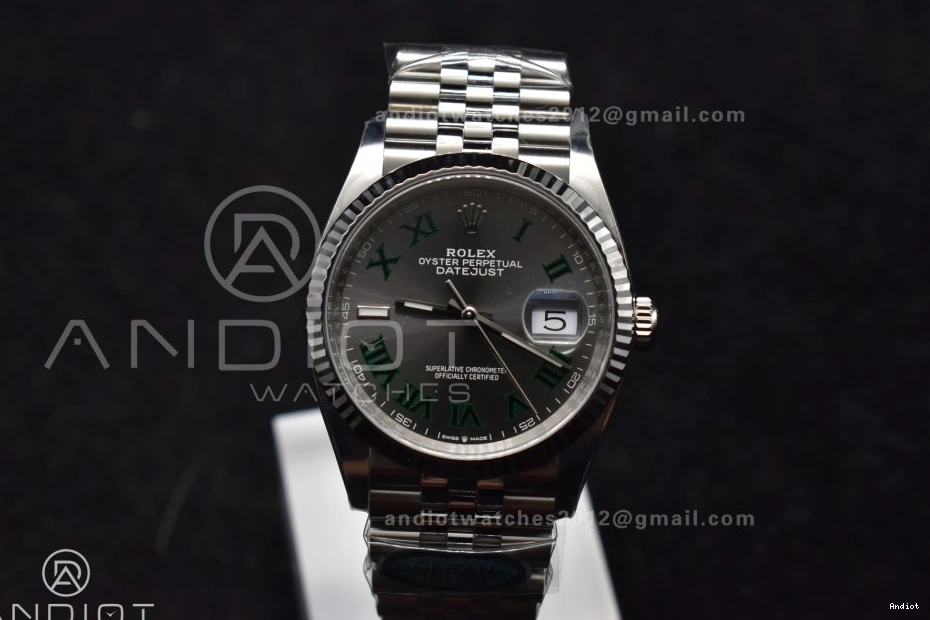 Edition Dial Roman 1:1 36 Jubilee Markers VR3235 on Bracelet Best Green 126234 Clean 904L Steel DateJust Gray 0520